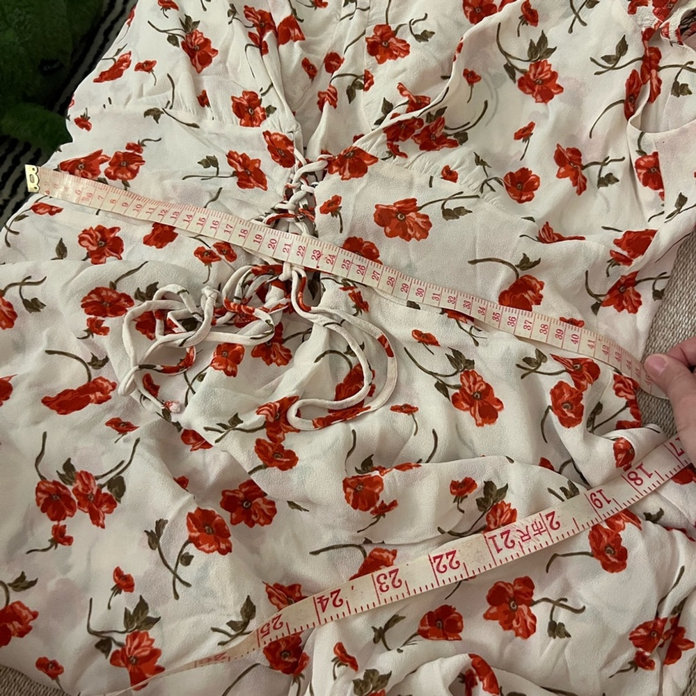 🌹 Reformation Jess Jubilee Dress | Size 22 Red Floral Lace Up Corset Mini Plus - Picture 5 of 6